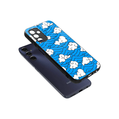 Azure Dreams sleek samsung galaxy m14 5g cover with tempered glass back and TPU edges