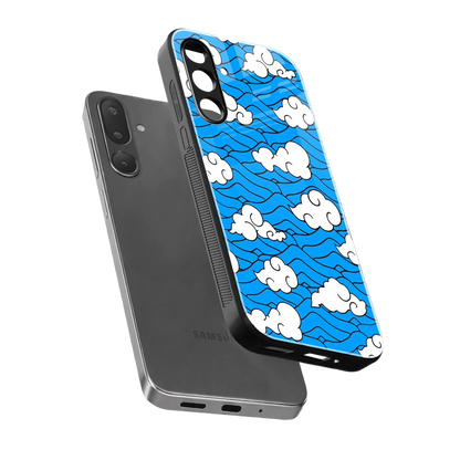 Azure Dreams sleek samsung galaxy m56 5g cover with tempered glass back and TPU edges