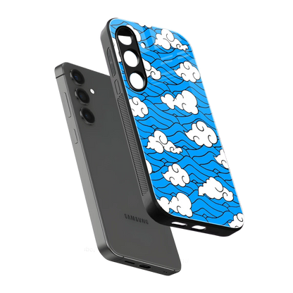 Azure Dreams sleek samsung galaxy s24 cover with tempered glass back and TPU edges