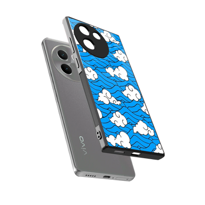 Azure Dreams sleek vivo v30e cover with tempered glass back and TPU edges