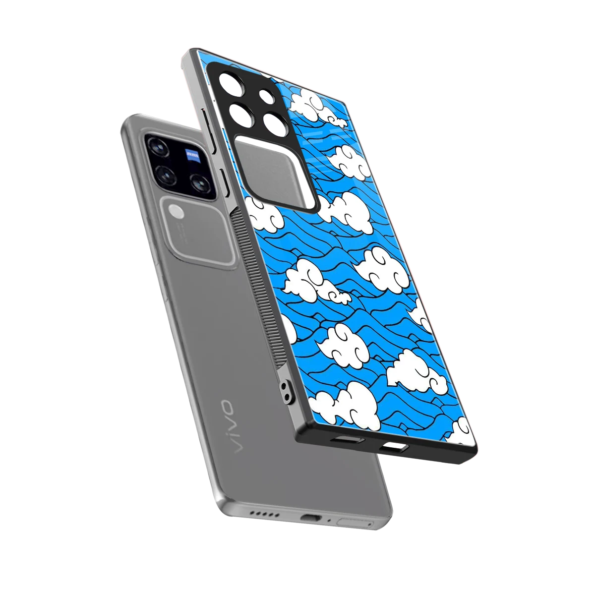 Azure Dreams sleekvivo v30 pro cover with tempered glass back and TPU edges