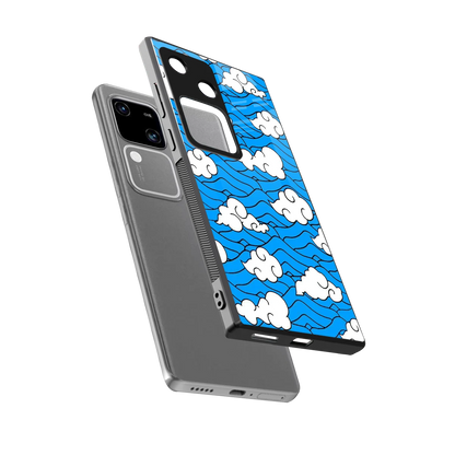 Azure Dreams sleek vivo v30 cover with tempered glass back and TPU edges