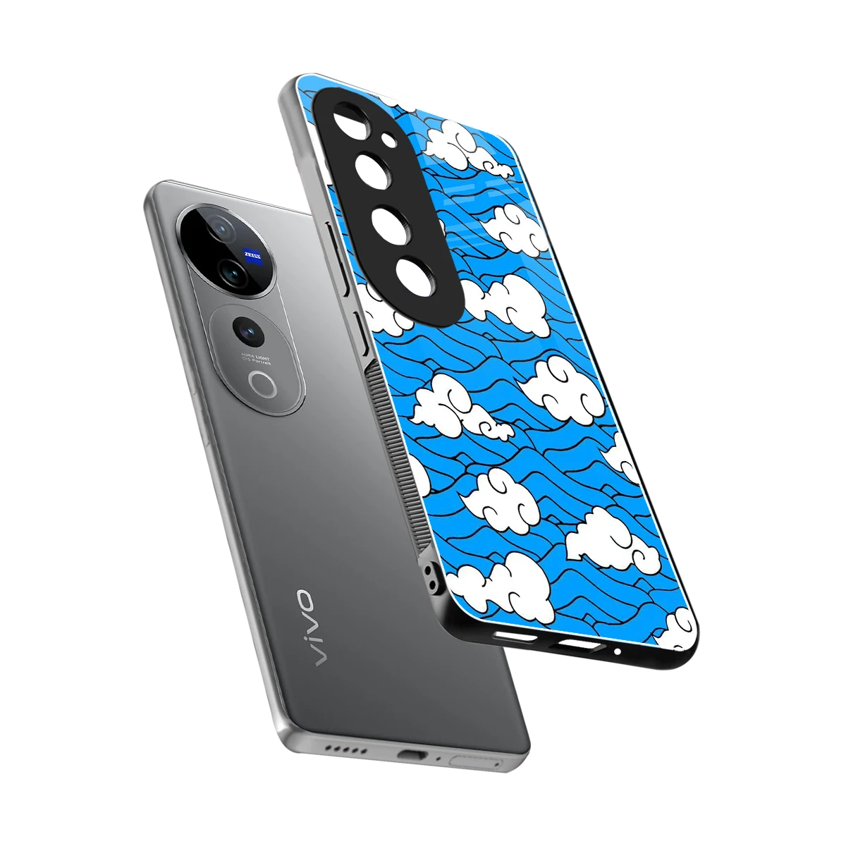 Azure Dreams sleek vivo v40 pro cover with tempered glass back and TPU edges