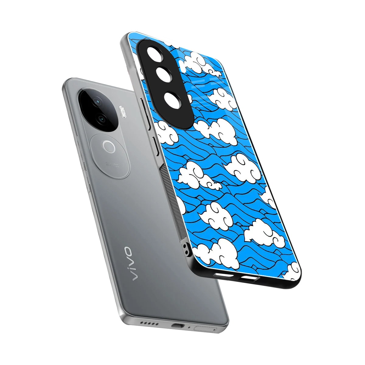 Azure Dreams sleek vivo v40e cover with tempered glass back and TPU edges