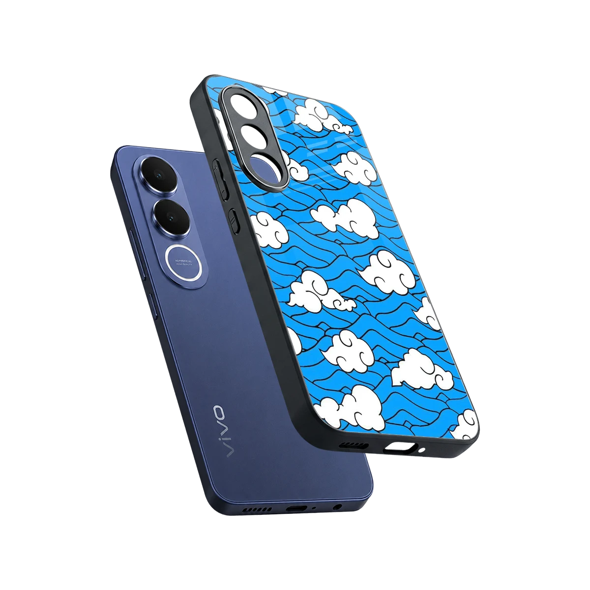 Azure Dreams sleek vivo v70 fe cover with tempered glass back and TPU edges