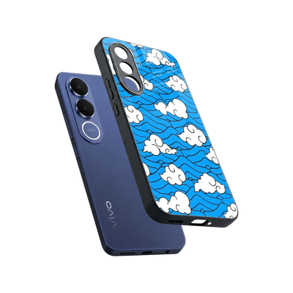Azure Dreams sleek vivo v70 fe cover with tempered glass back and TPU edges