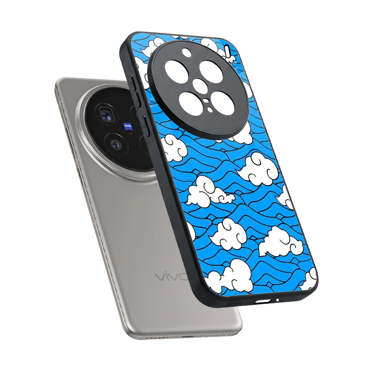 Azure Dreams sleek vivo x200 pro cover with tempered glass back and TPU edges