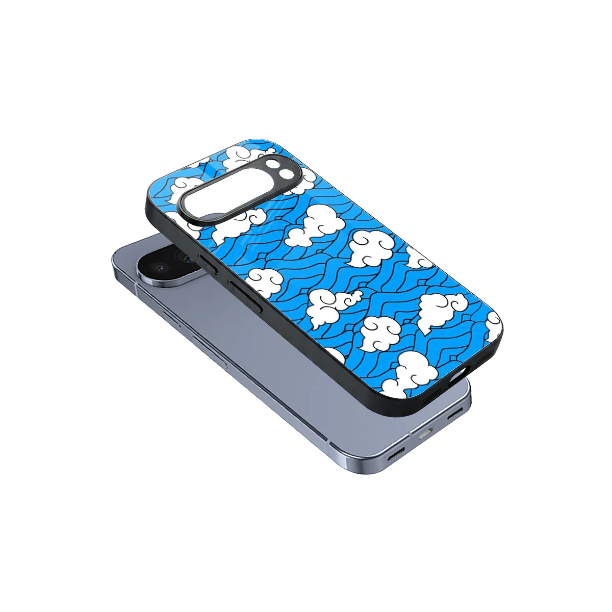 Azure Dreams sleek google pixel 10 pro cover with tempered glass back and TPU edges