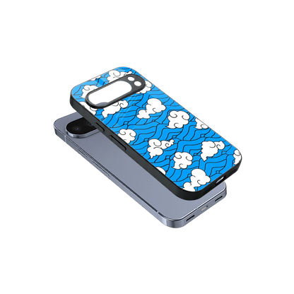 Azure Dreams sleek google pixel 10 pro cover with tempered glass back and TPU edges