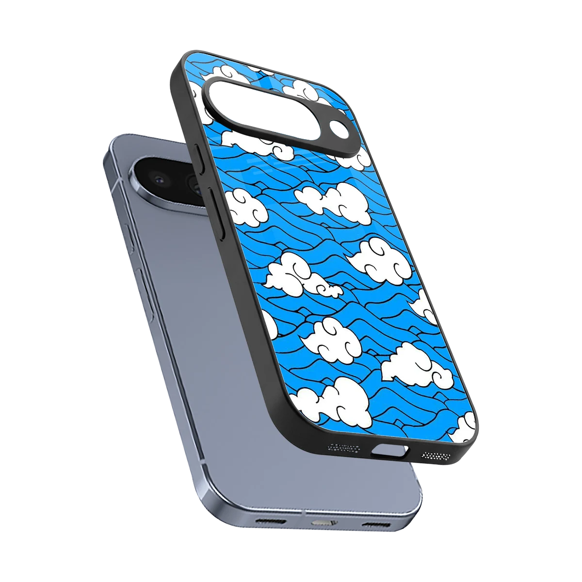 Azure Dreams sleek google pixel 10 cover with tempered glass back and TPU edges