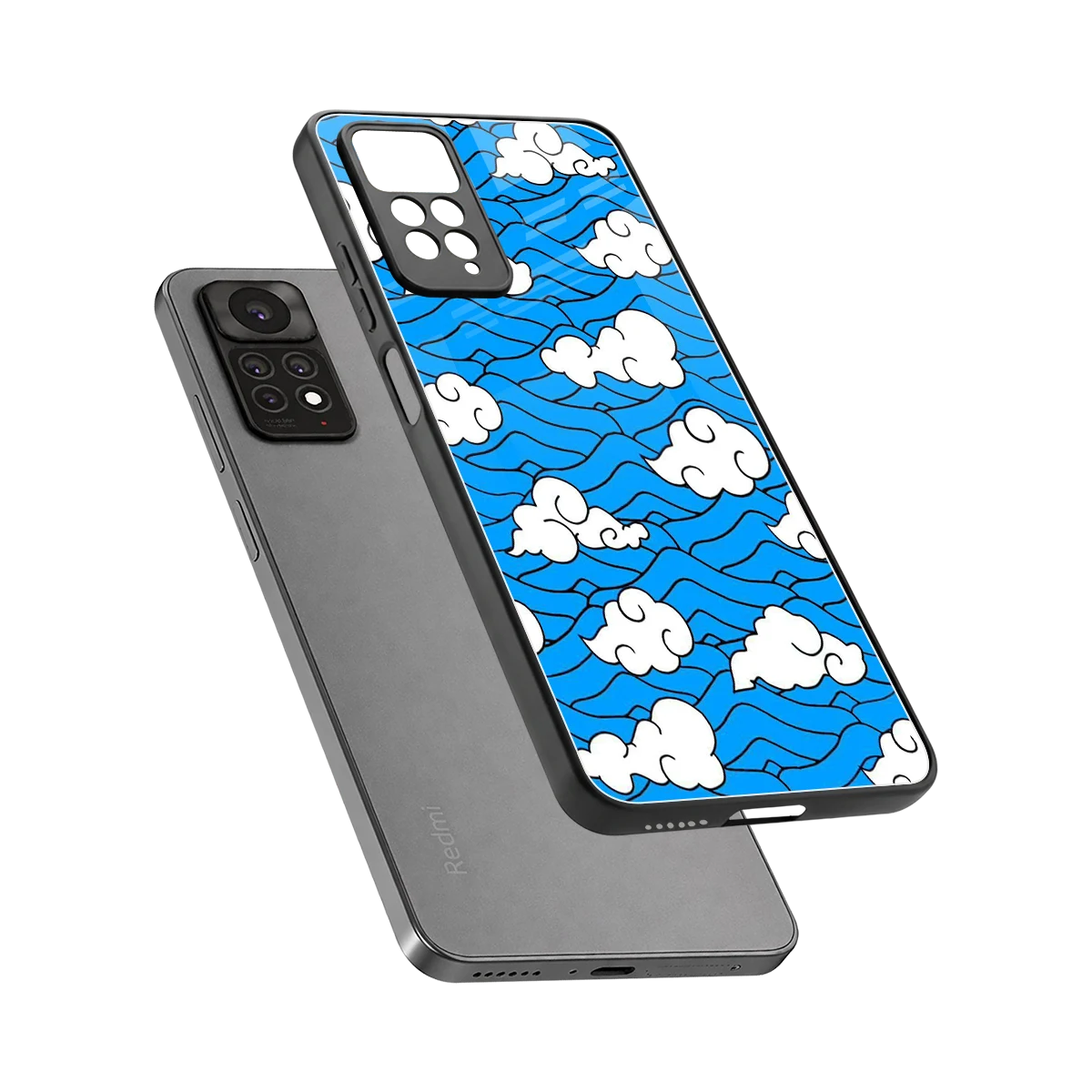 Azure Dreams sleek redmi note 11 pro cover with tempered glass back and TPU edges