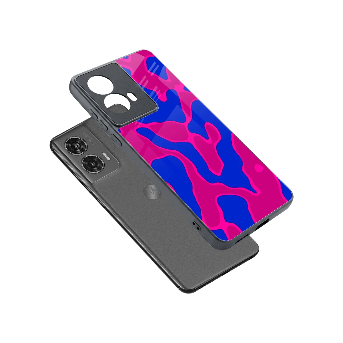 Azure Melt sleek motorola edge 50 fusion cover with tempered glass back and TPU edges