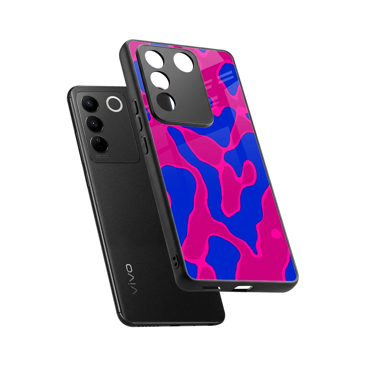 Azure Melt sleek vivo v27 5g cover with tempered glass back and TPU edges