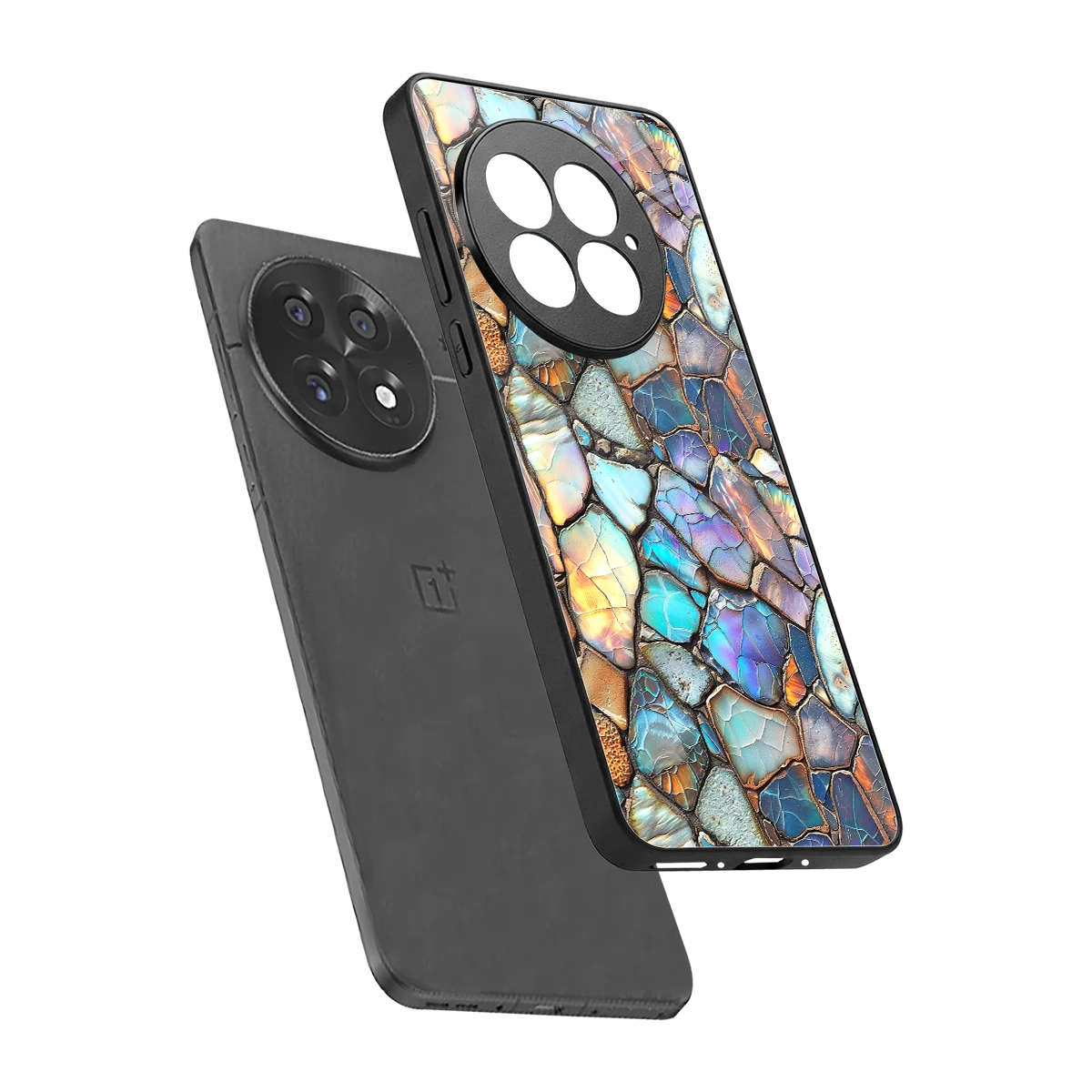 Azure Stone sleek oneplus 13 cover with tempered glass back and TPU edges