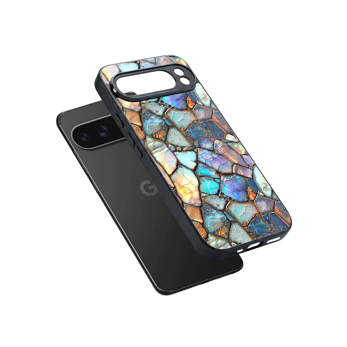 Azure Stone sleek google pixel 10 pro xl cover with tempered glass back and TPU edges