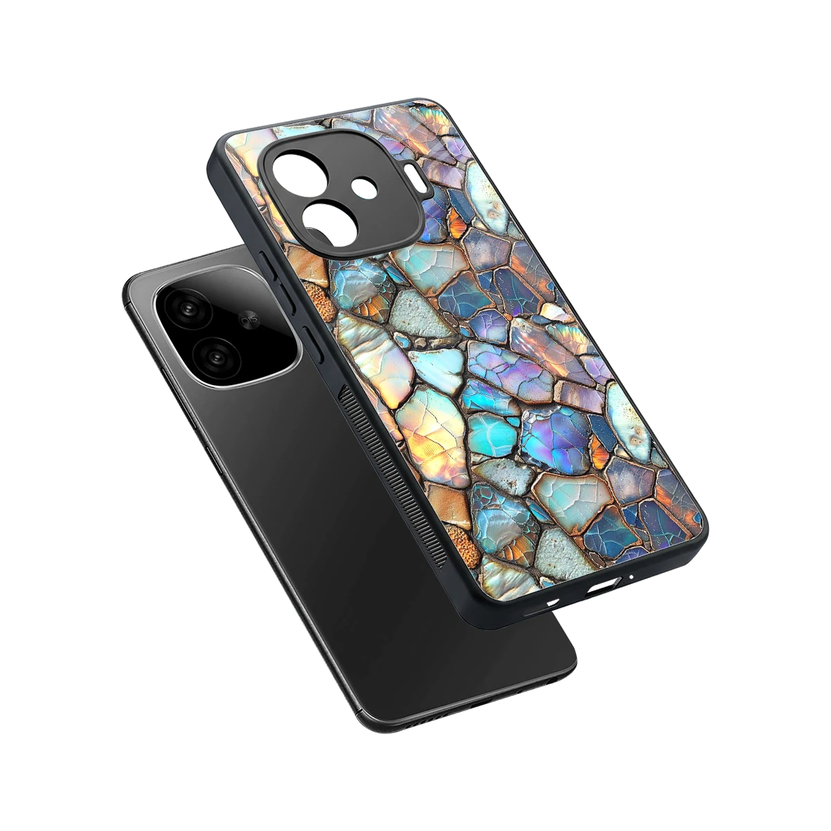Azure Stone sleek iqoo neo 10r 5g cover with tempered glass back and TPU edges