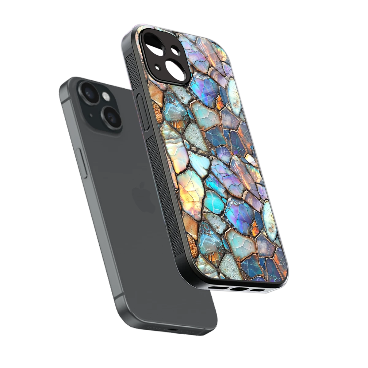 Azure Stone sleek iphone 13 cover with tempered glass back and TPU edges
