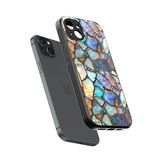 Azure Stone sleek iphone 15 plus cover with tempered glass back and TPU edges
