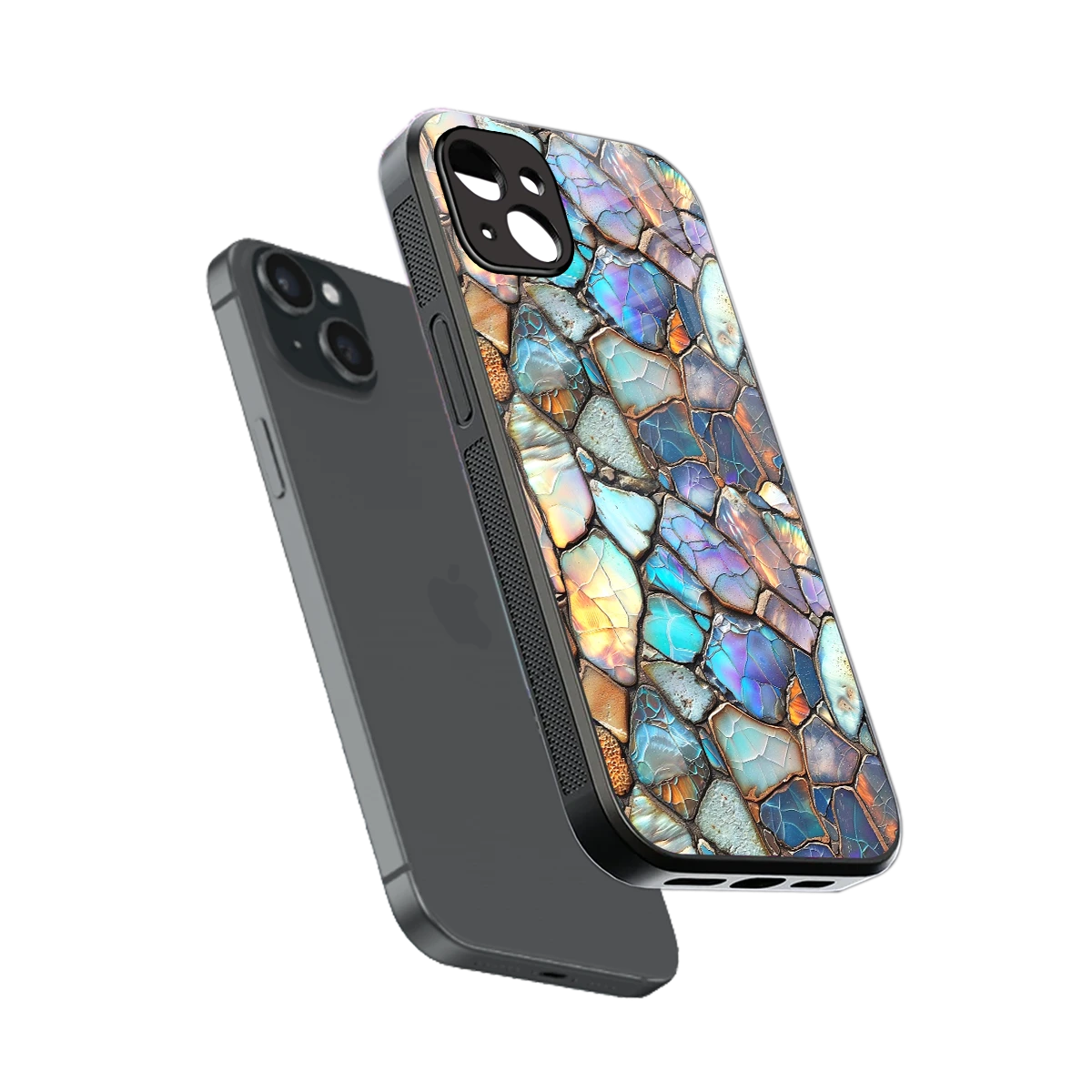 Azure Stone sleek iphone 14 plus cover with tempered glass back and TPU edges