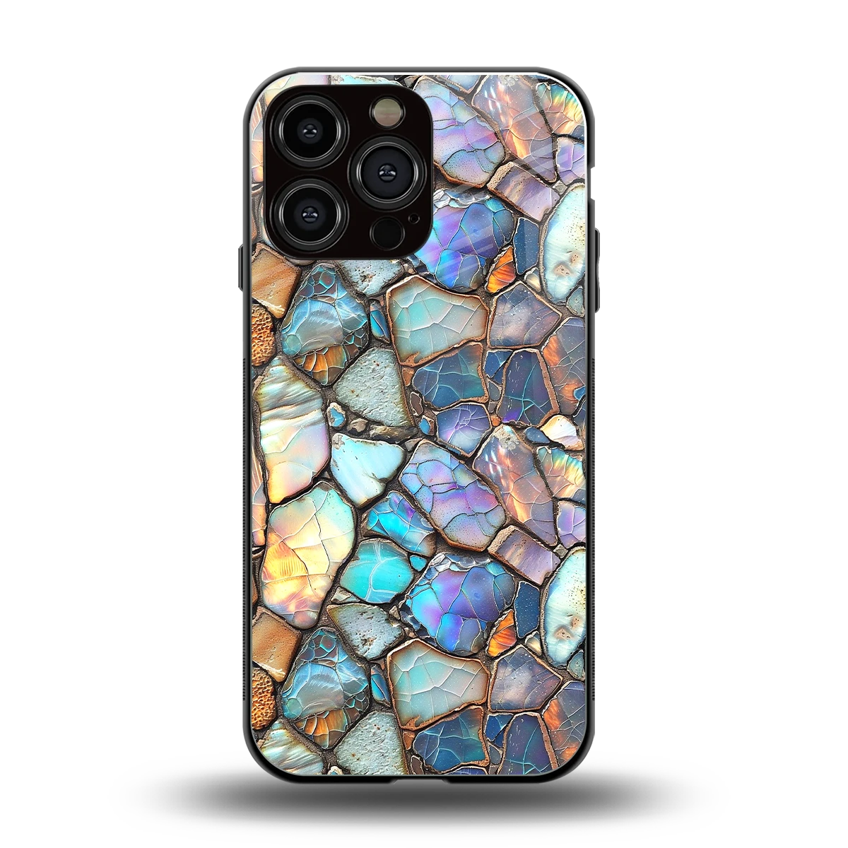 Azure Stone back phone cover | glass case for iphone 15 pro max