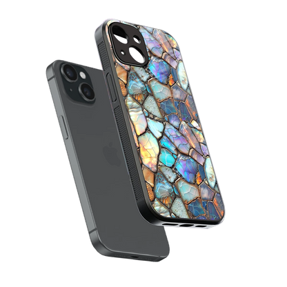 Azure Stone sleek iphone 15 cover with tempered glass back and TPU edges