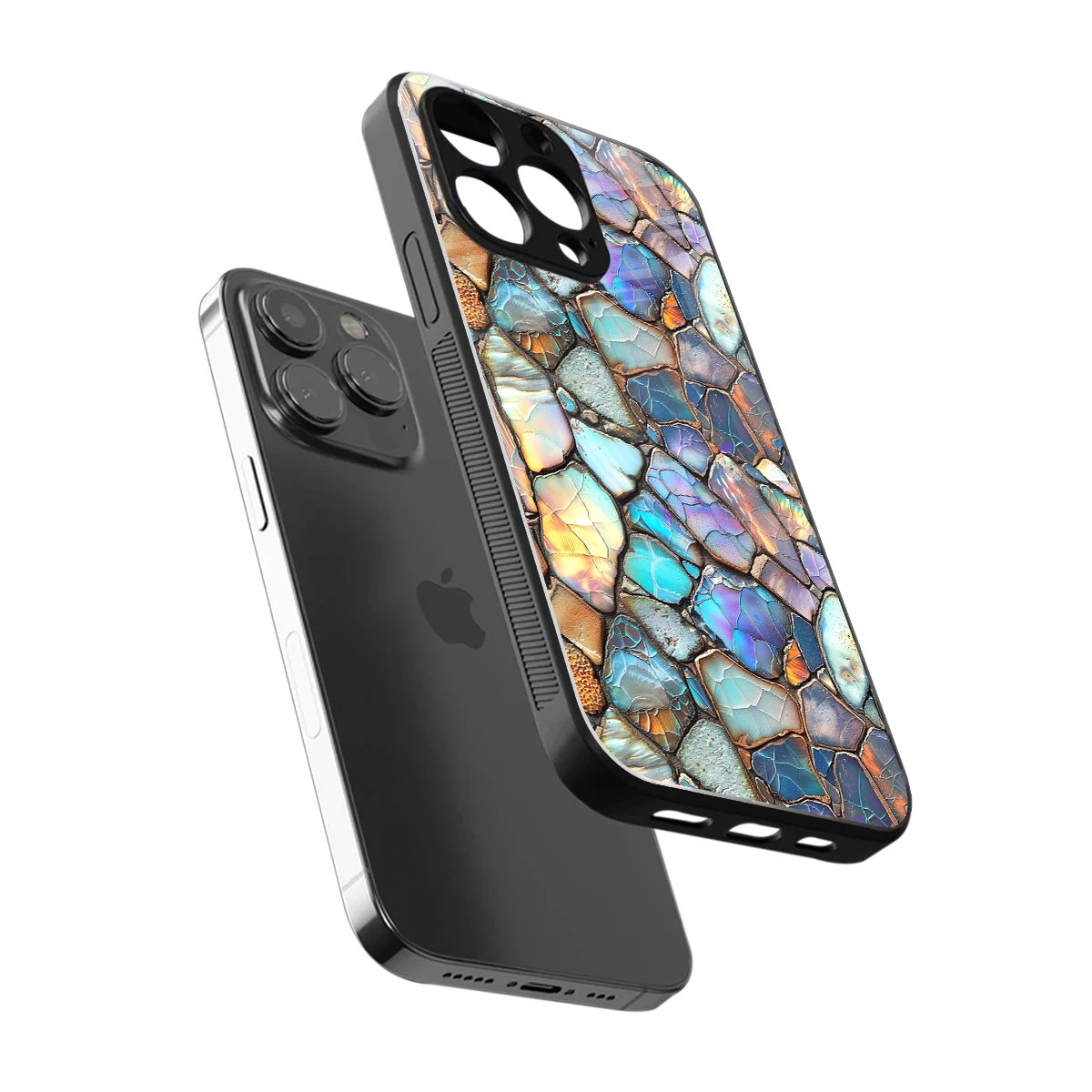 Azure Stone sleek iphone 15 pro cover with tempered glass back and TPU edges