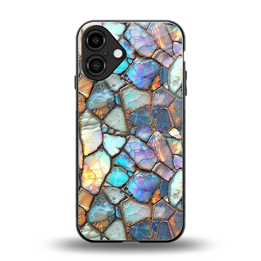 Azure Stone back phone cover | glass case for iphone 16 plus
