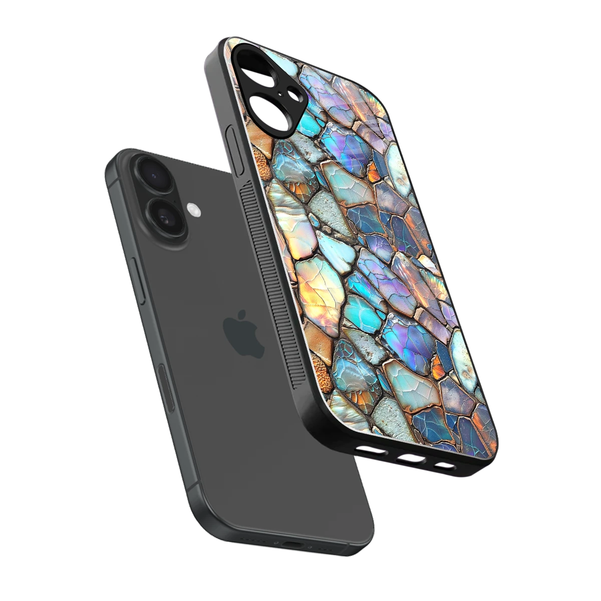 Azure Stone sleek iphone 16 plus cover with tempered glass back and TPU edges