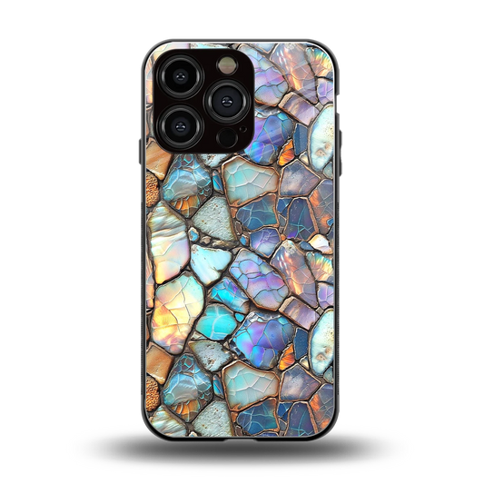 Azure Stone back phone cover | glass case for iphone 16 pro