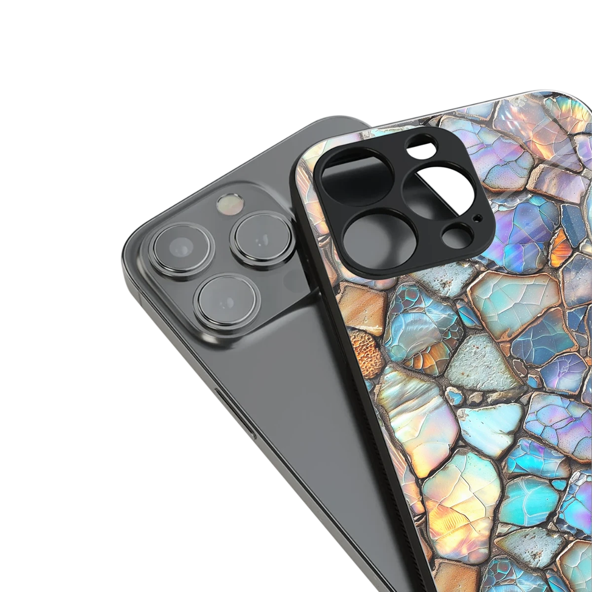 Azure Stone stylish phone case for iphone 15 pro max | glossy glass and slim fit