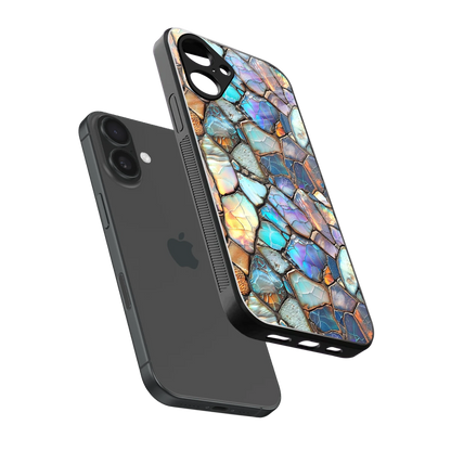 Azure Stone sleek iPhone 16 cover with tempered glass back and TPU edges