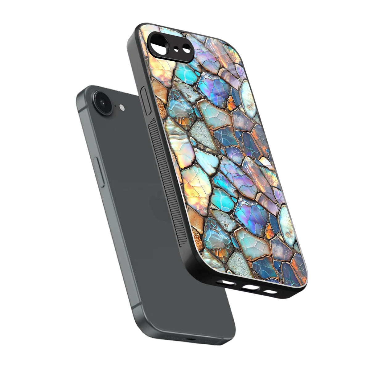 Azure Stone sleek iphone 16e cover with tempered glass back and TPU edges
