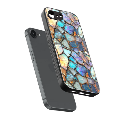 Azure Stone sleek iphone 16e cover with tempered glass back and TPU edges