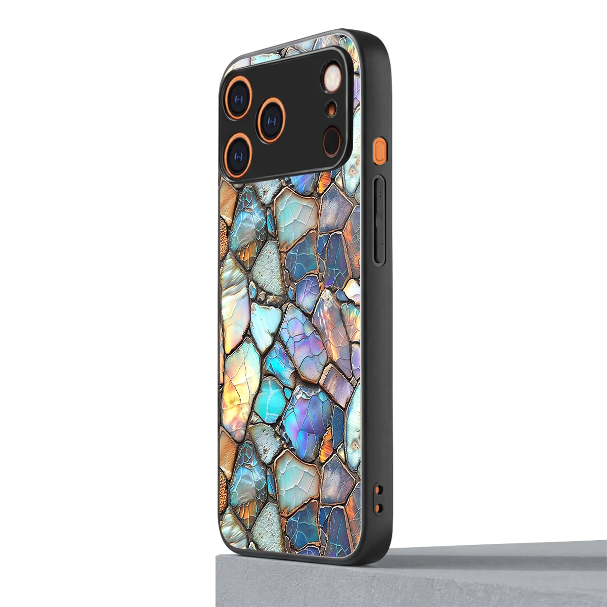 Azure Stone iphone 17 pro mobile cover | shockproof glass phone case