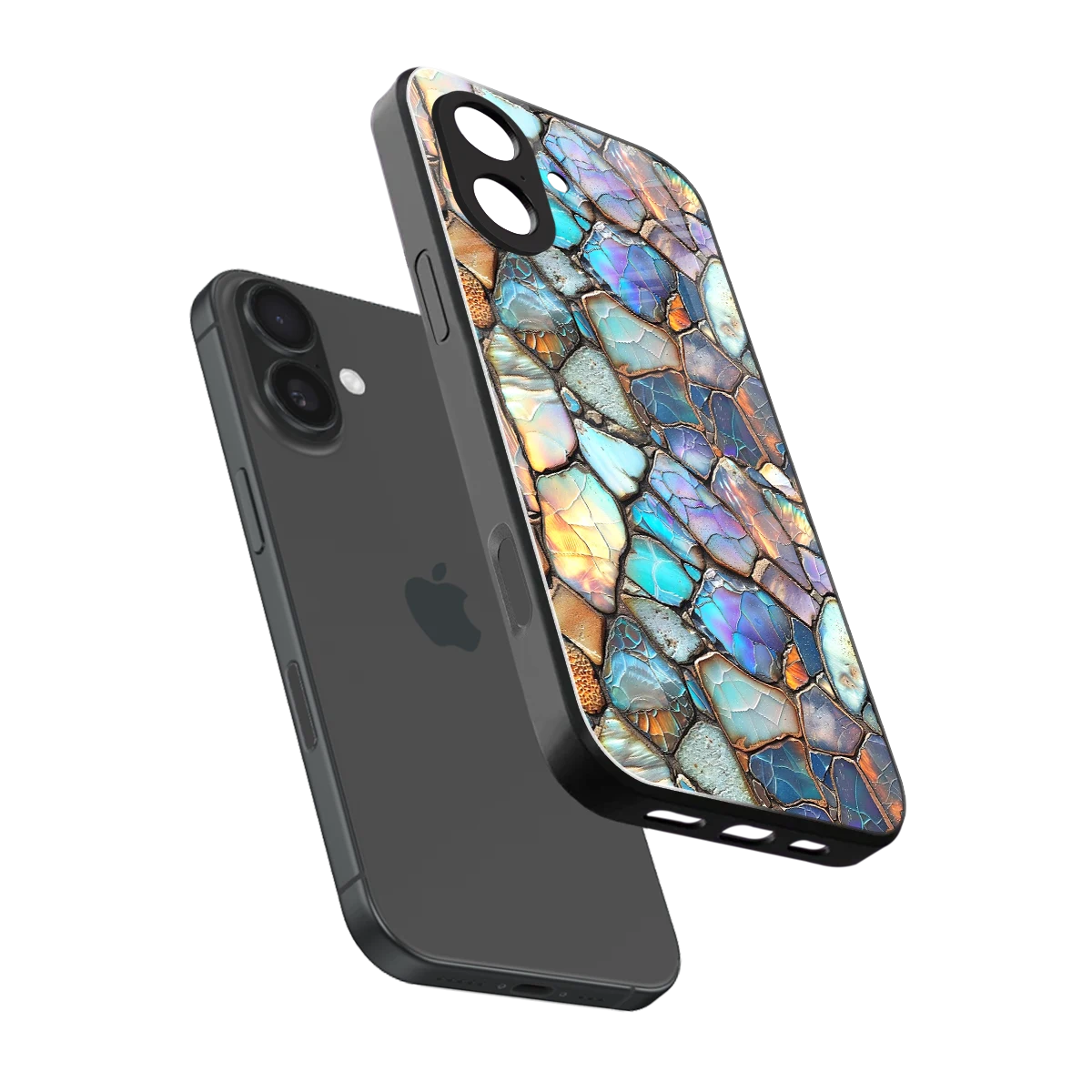 Azure Stone sleek iphone 17 cover with tempered glass back and TPU edges