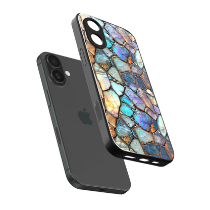 Azure Stone sleek iphone 17 cover with tempered glass back and TPU edges