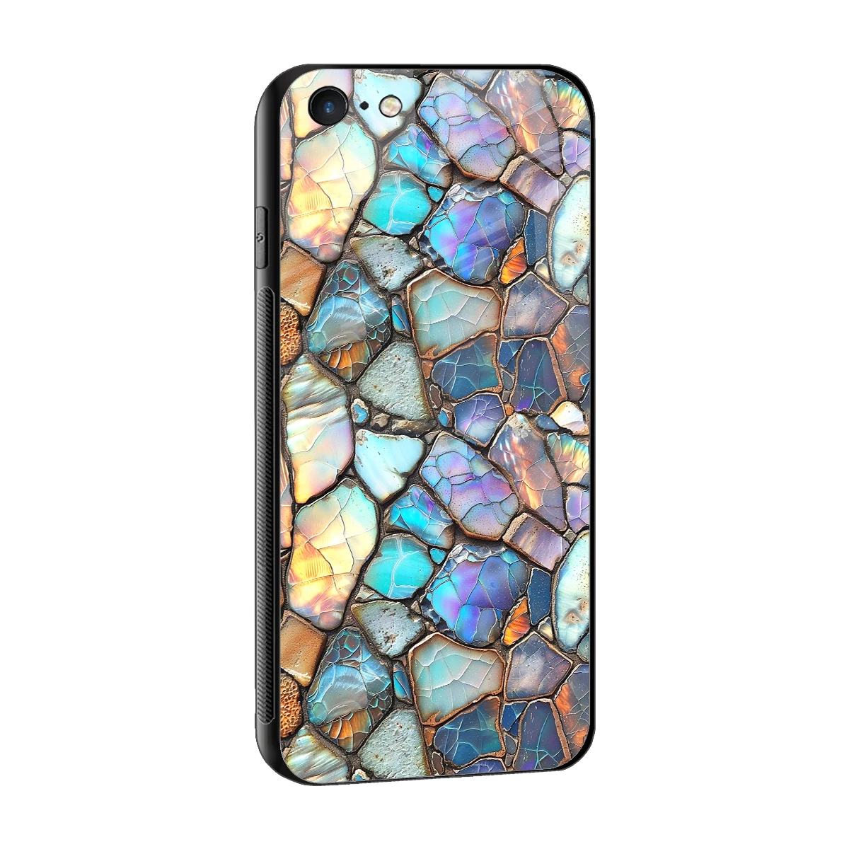 Azure Stone sleek iphone 6s plus cover with tempered glass back and TPU edges