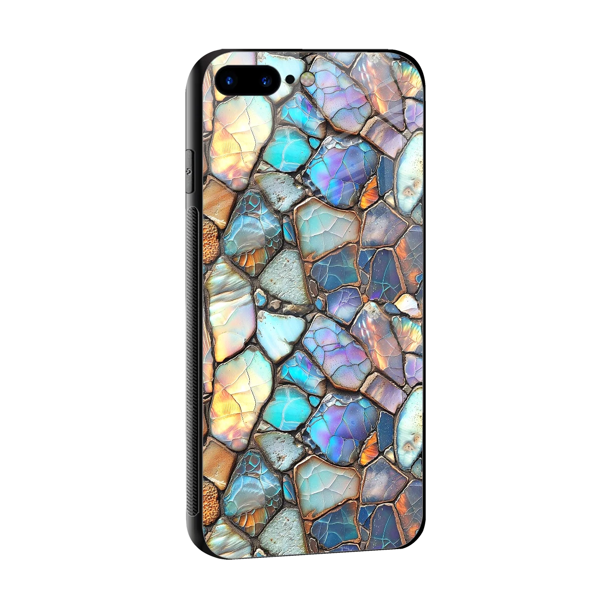 Azure Stone sleek iphone 8 plus cover with tempered glass back and TPU edges