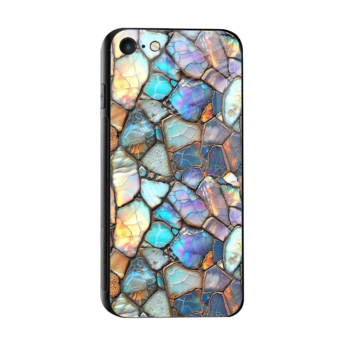 Azure Stone sleek iphone 7 cover with tempered glass back and TPU edges