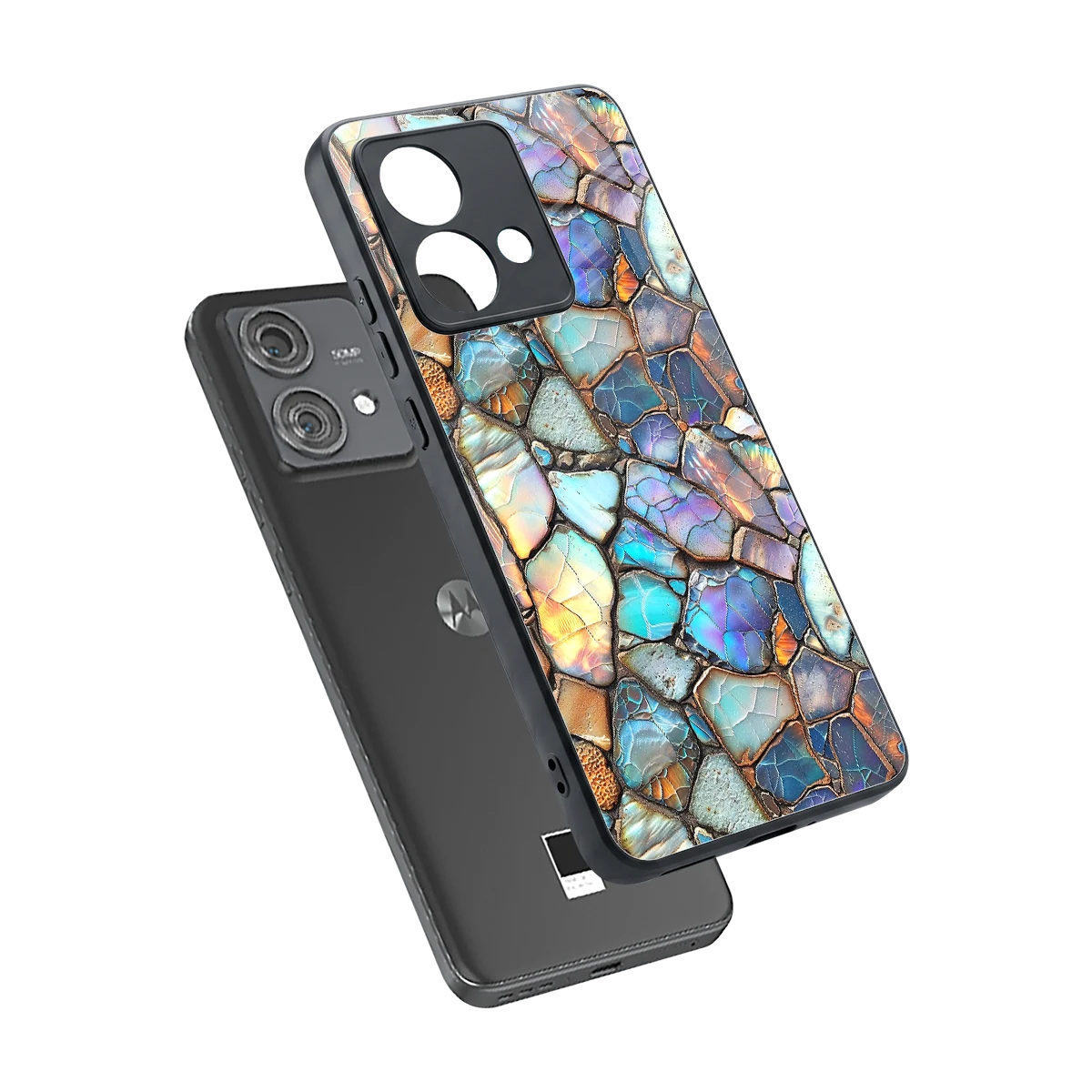 Azure Stone sleek motorola edge 40 neo 5g cover with tempered glass back and TPU edges