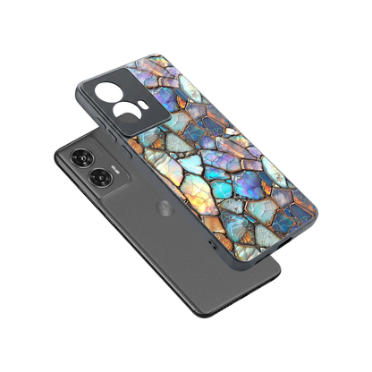 Azure Stone sleek motorola edge 50 fusion cover with tempered glass back and TPU edges
