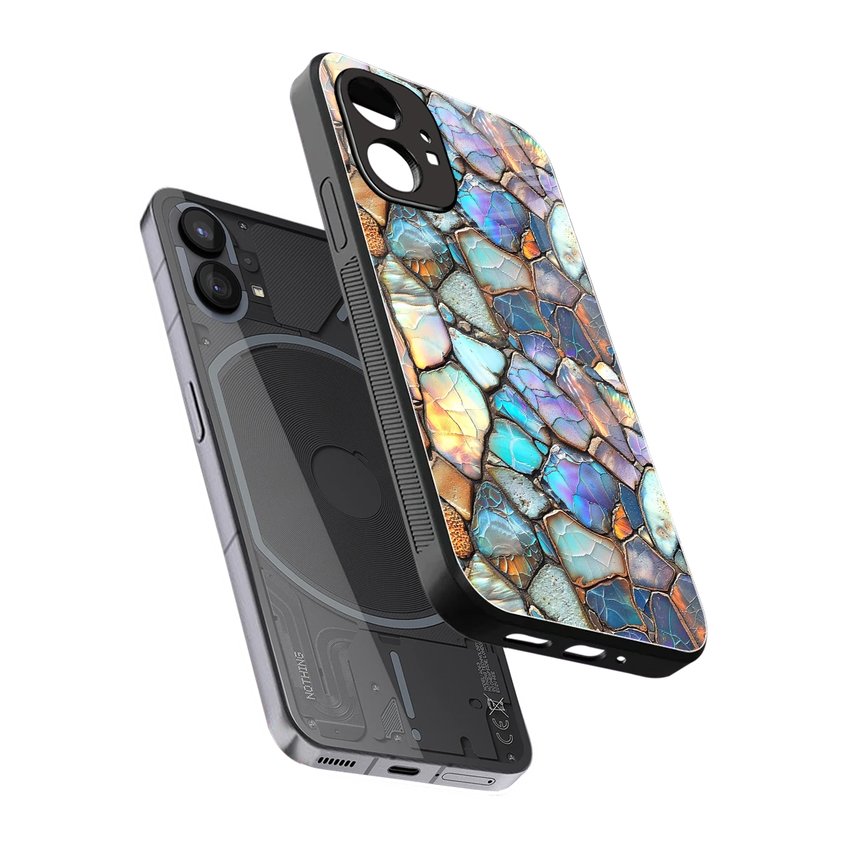Azure Stone sleek nothing phone 1 cover with tempered glass back and TPU edges