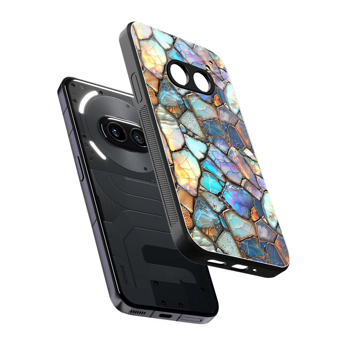 Azure Stone sleek nothing phone 2a cover with tempered glass back and TPU edges