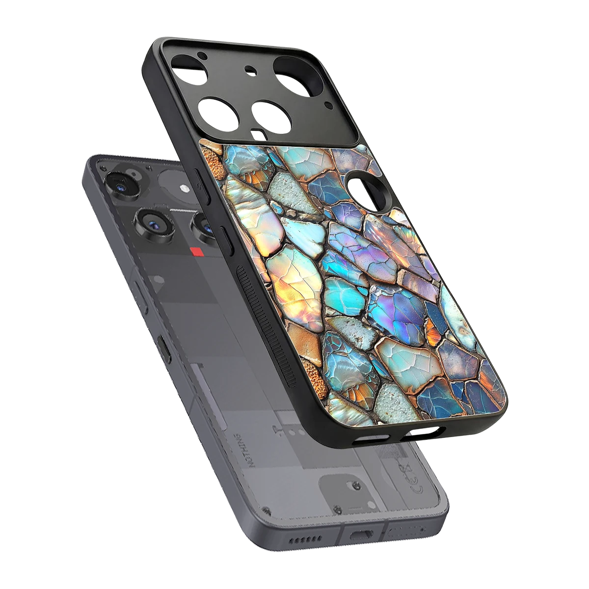 Azure Stone sleek nothing phone 3 cover with tempered glass back and TPU edges