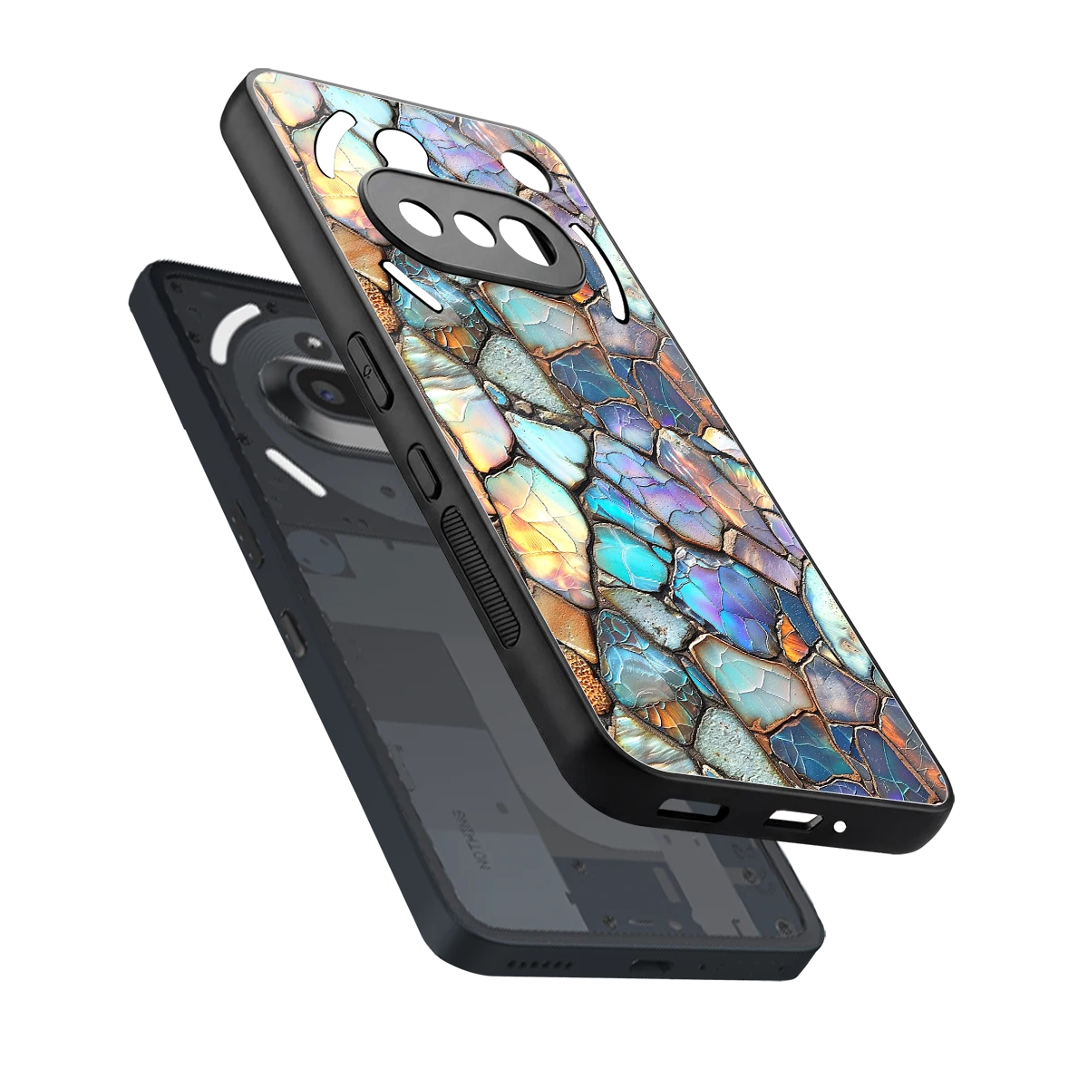 Azure Stone sleek nothing phone 3a cover with tempered glass back and TPU edges