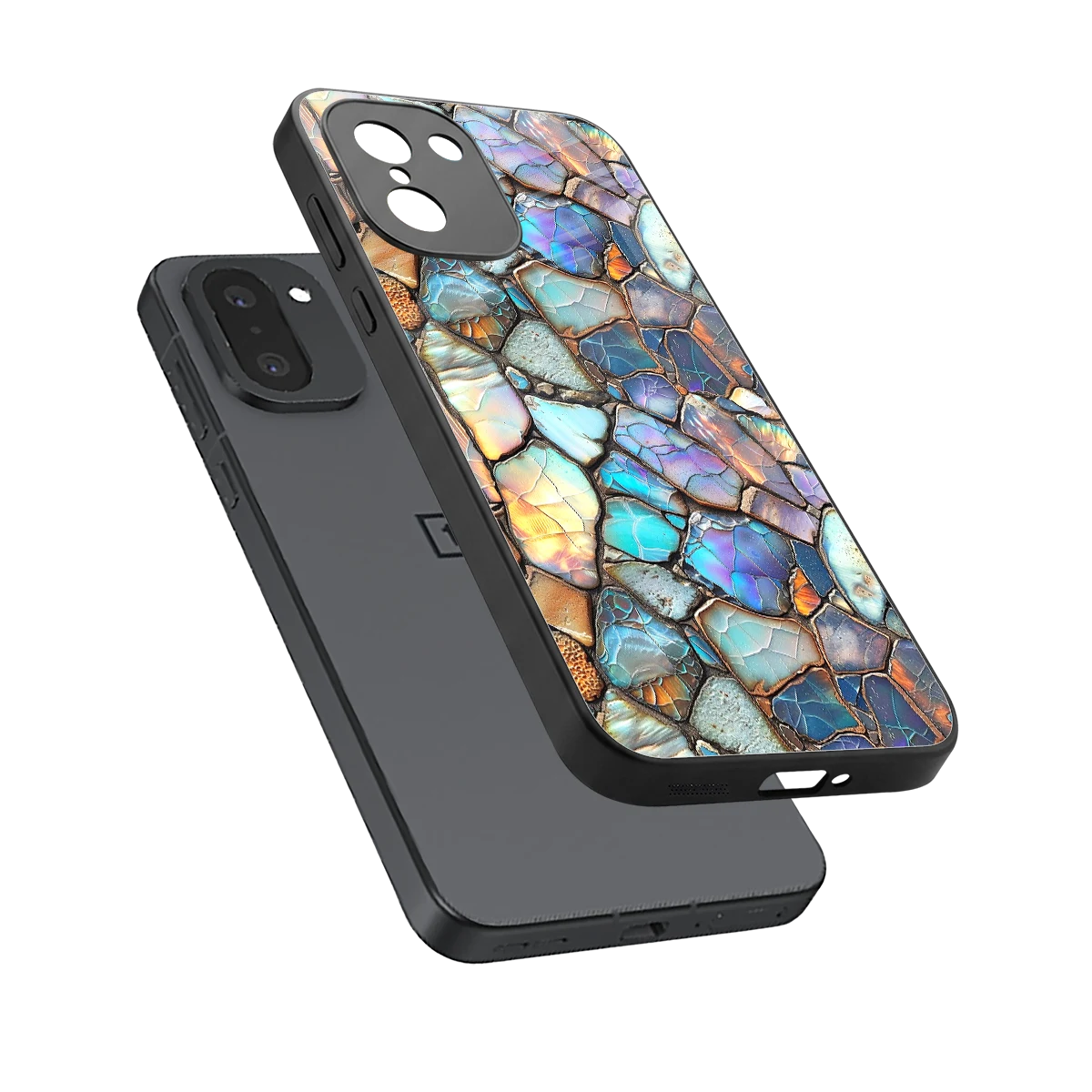 Azure Stone sleek oneplus 15r cover with tempered glass back and TPU edges