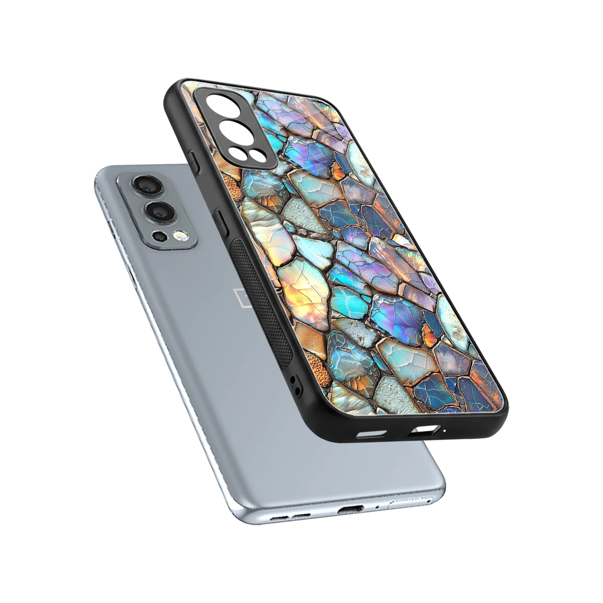 Azure Stone sleek oneplus nord 2 cover with tempered glass back and TPU edges