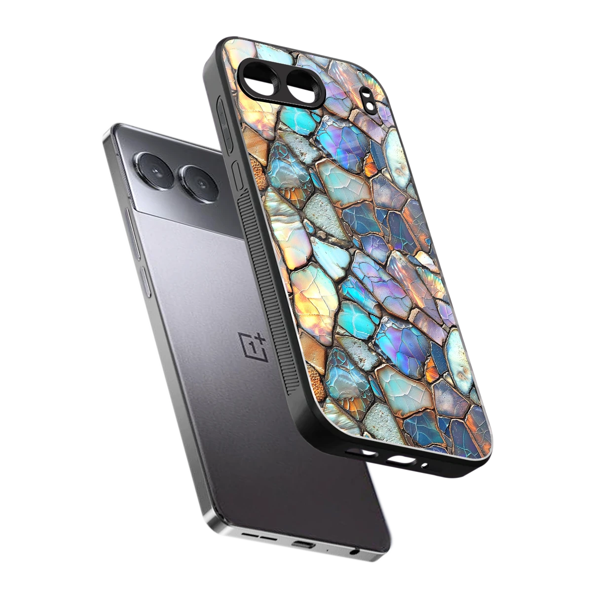 Azure Stone sleek oneplus nord 4 cover with tempered glass back and TPU edges