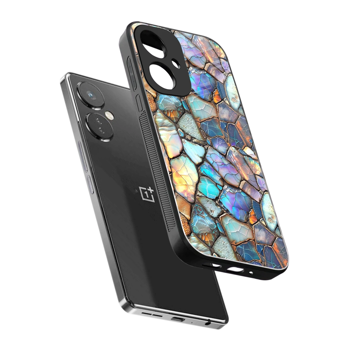 Azure Stone sleek oneplus nord ce 3 cover with tempered glass back and TPU edges
