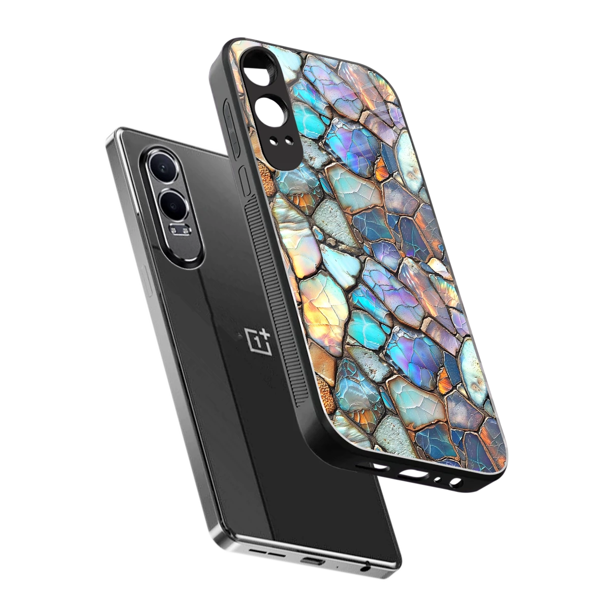 Azure Stone sleek oneplus nord ce 4 lite cover with tempered glass back and TPU edges